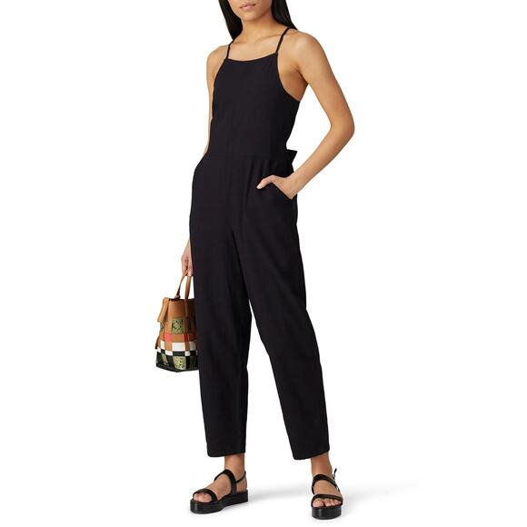 Blank NYC Pants - BLANK NYC Paint It Black Jumpsuit Straight Cotton Sleeveless Summer Women's M